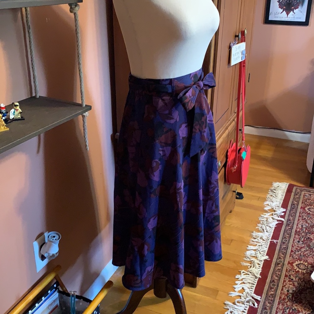 XS Modcloth On My Way A-Line Skirt, Blue Floral